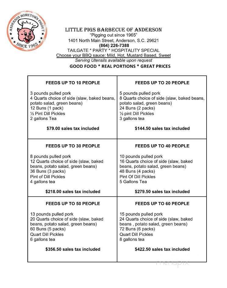 Little Pigs Barbecue of Greenwood - Greenwood, SC menu_pic