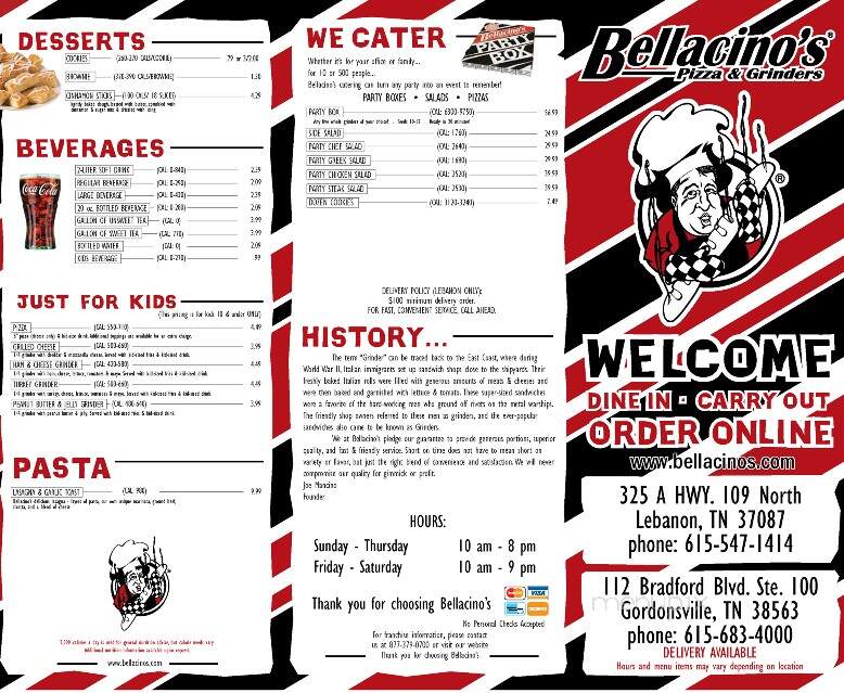 Bellacino's Pizza and Grinders - Lebanon, TN menu_pic