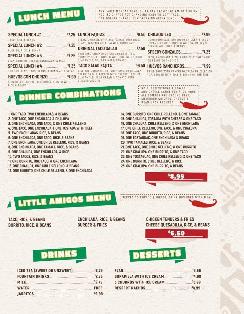El Azteca Mexican Restaurant - Portland, TN menu_pic