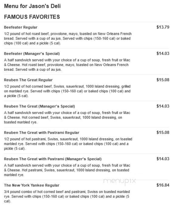 Jason's Deli - Tuscaloosa, AL menu_pic
