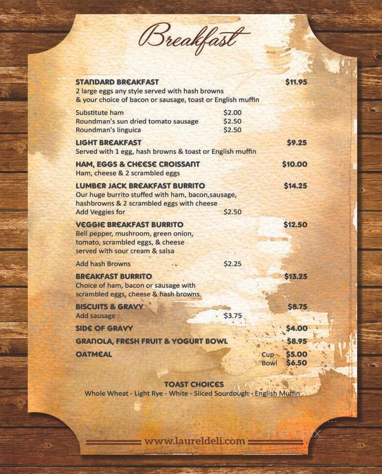 Laurel Deli & Desserts - Fort Bragg, CA menu_pic