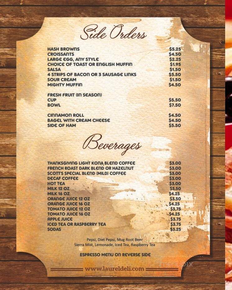Laurel Deli & Desserts - Fort Bragg, CA menu_pic