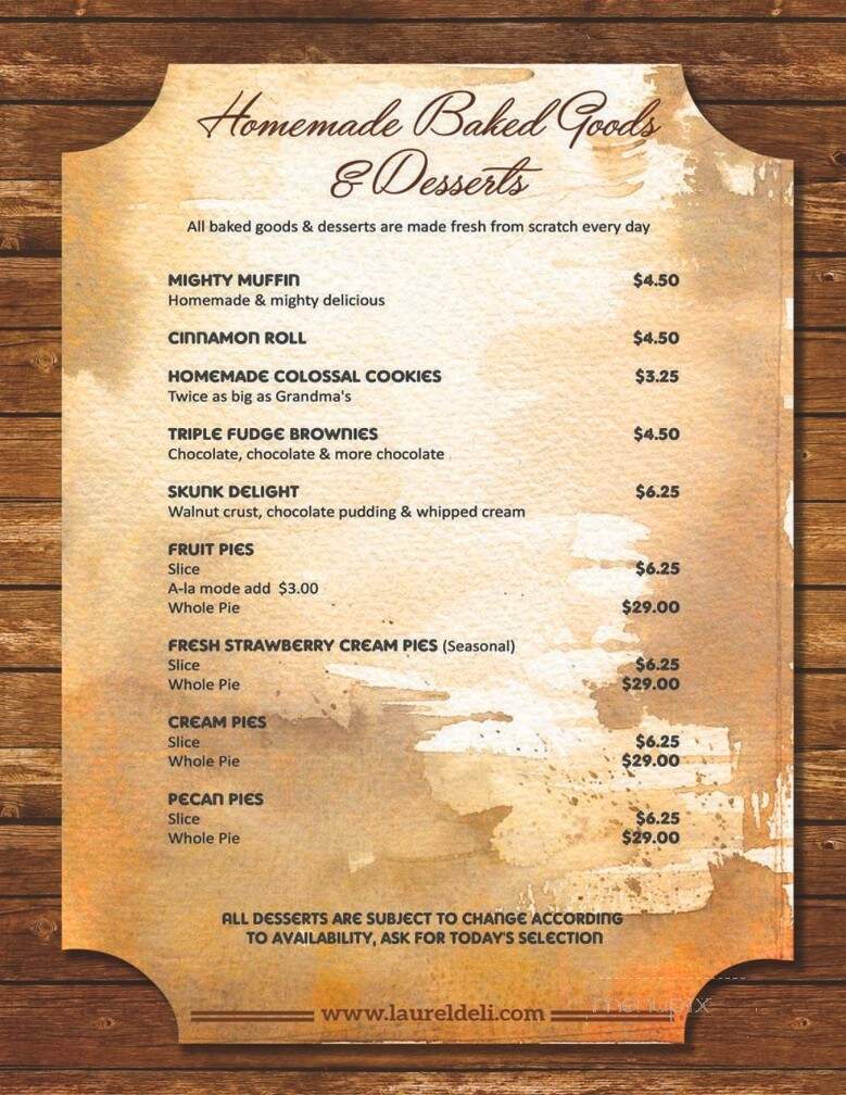 Laurel Deli & Desserts - Fort Bragg, CA menu_pic