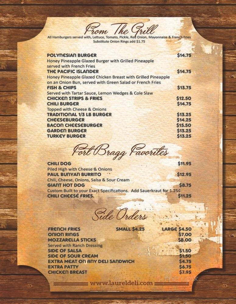 Laurel Deli & Desserts - Fort Bragg, CA menu_pic