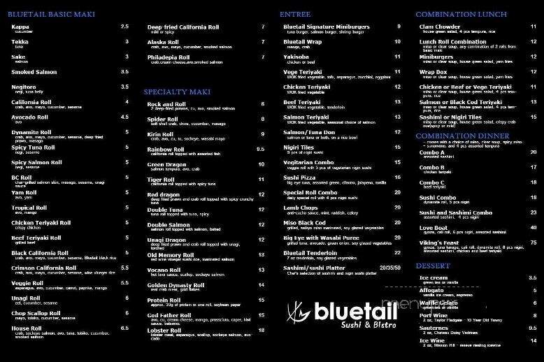 Bluetail Sushi & Bistro - Kelowna, BC menu_pic