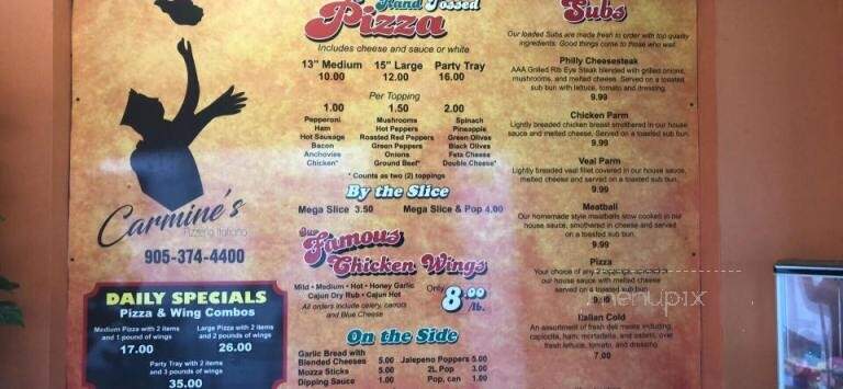 Carmine's Pizzeria Italiano - Niagara Falls, ON menu_pic