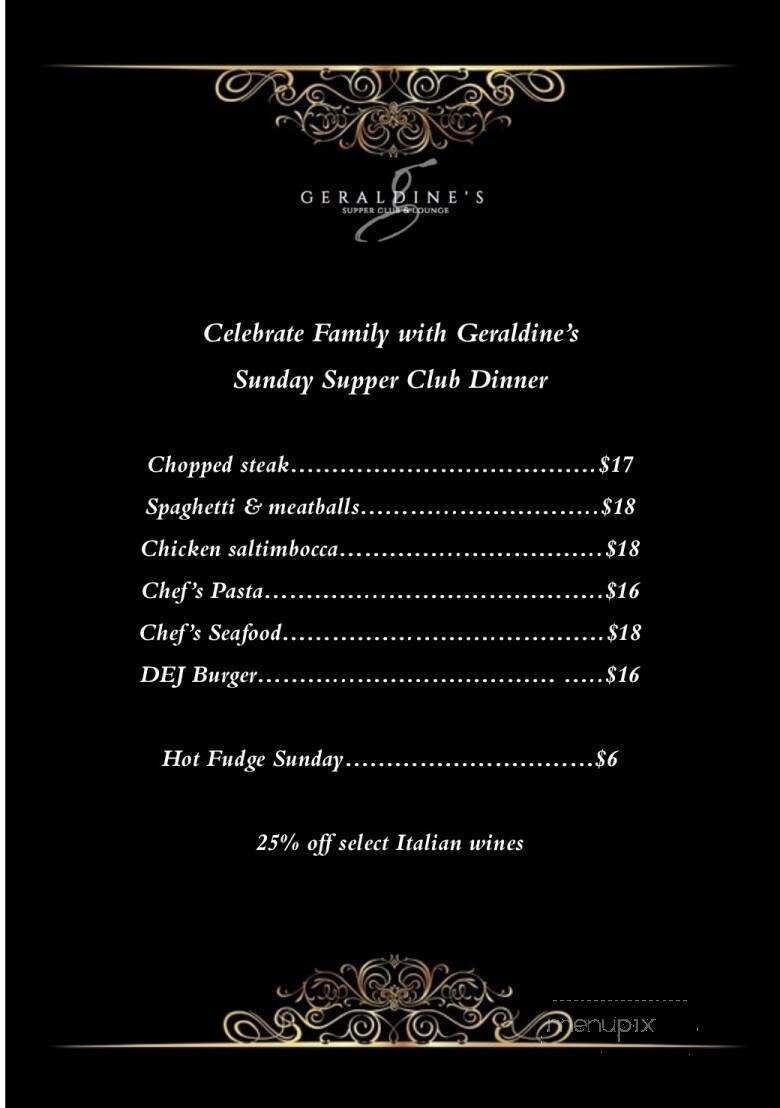 Geraldine's Supper Club & Lounge - Indianapolis, IN menu_pic