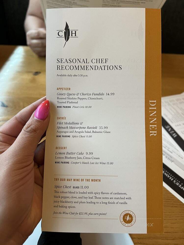 Cooper's Hawk Winery & Restaurant - Kentwood, MI menu_pic