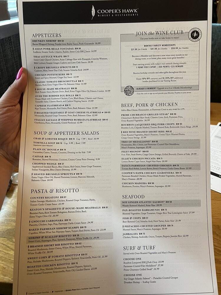 Cooper's Hawk Winery & Restaurant - Kentwood, MI menu_pic