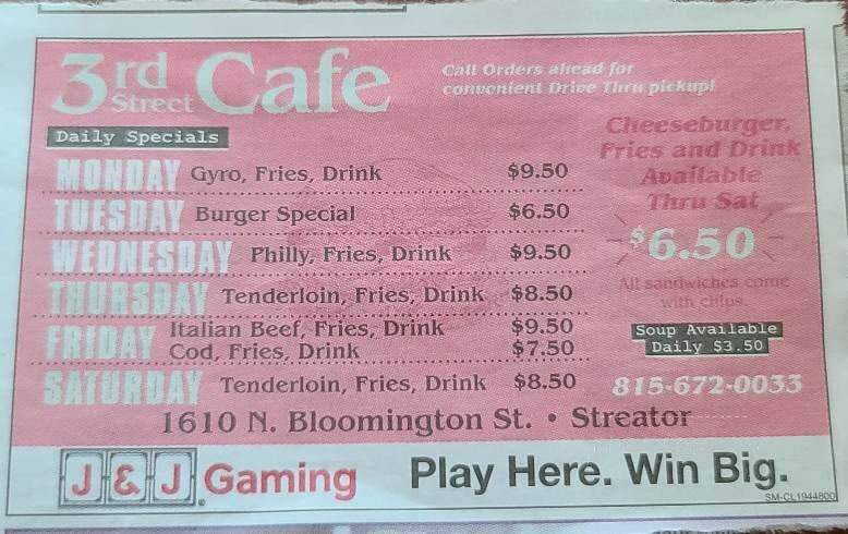 3rd Street Cafe - Streator, IL menu_pic