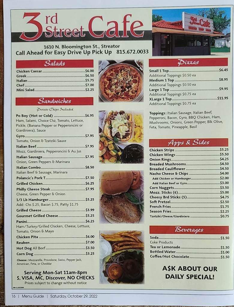 3rd Street Cafe - Streator, IL menu_pic