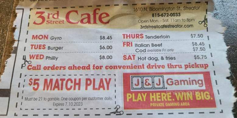 3rd Street Cafe - Streator, IL menu_pic