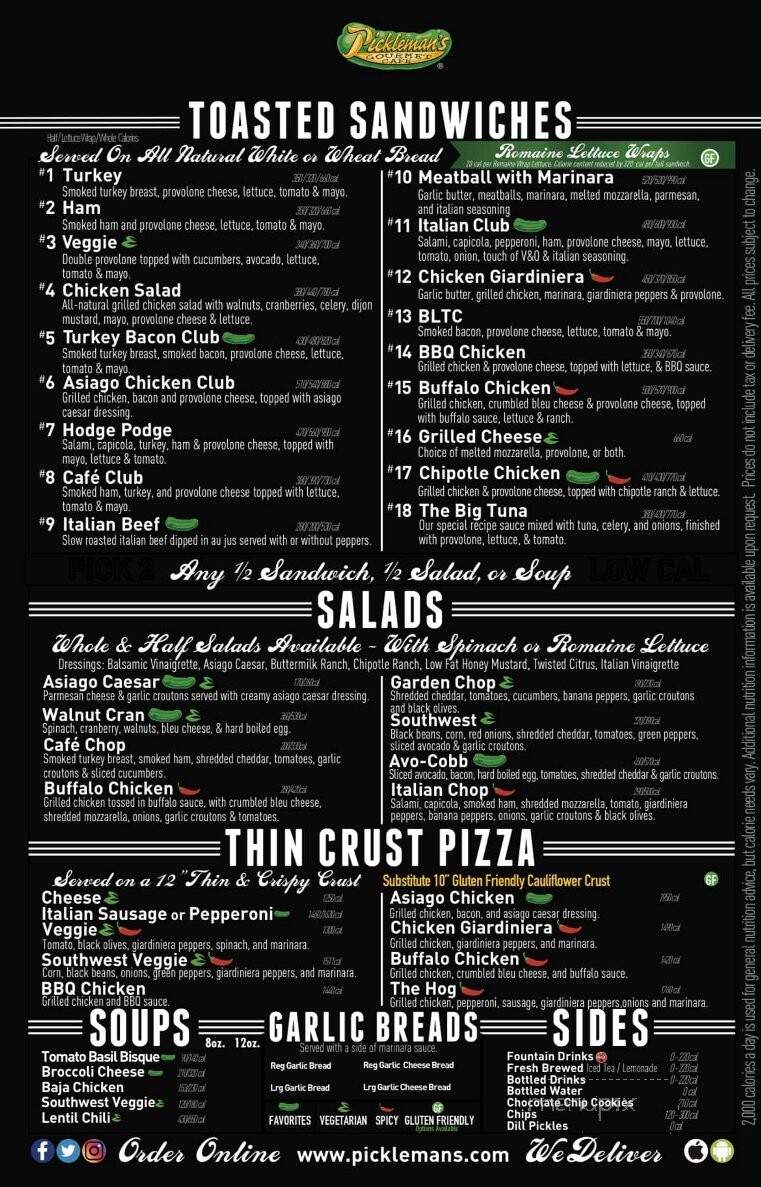 Pickleman's Gourmet Cafe - Noblesville, IN menu_pic