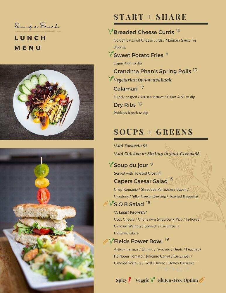 Sun of a Beach - Sylvan Lake, AB menu_pic