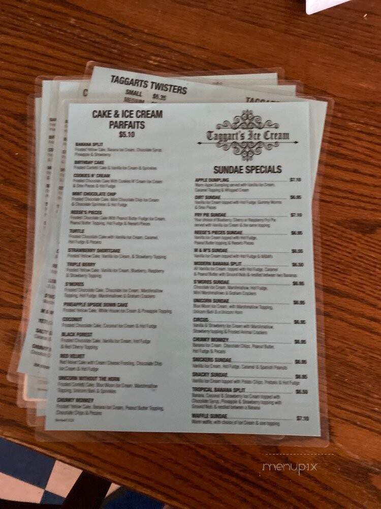 Taggarts Ice Cream Parlor - Canton, OH menu_pic