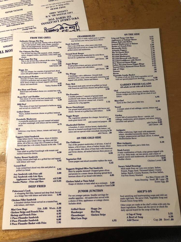 Taggarts Ice Cream Parlor - Canton, OH menu_pic