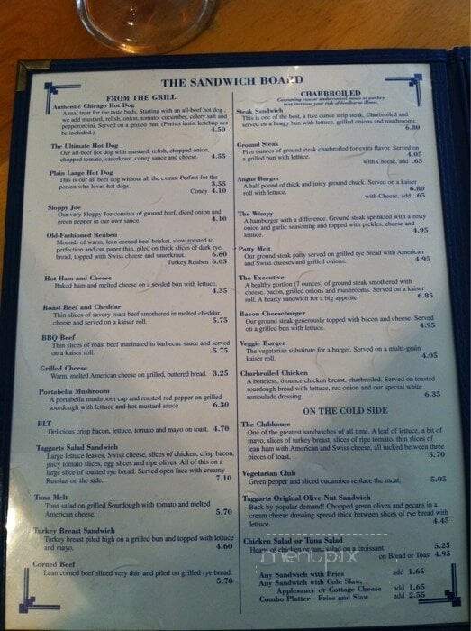 Taggarts Ice Cream Parlor - Canton, OH menu_pic