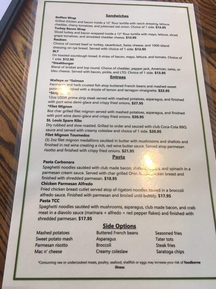 Troy Country Club - Troy, OH menu_pic