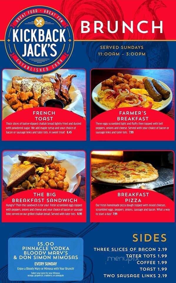 Kickback Jack's - Greenville, NC menu_pic