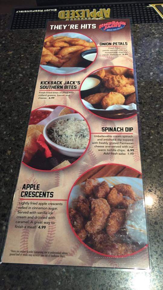 Kickback Jack's - Greenville, NC menu_pic