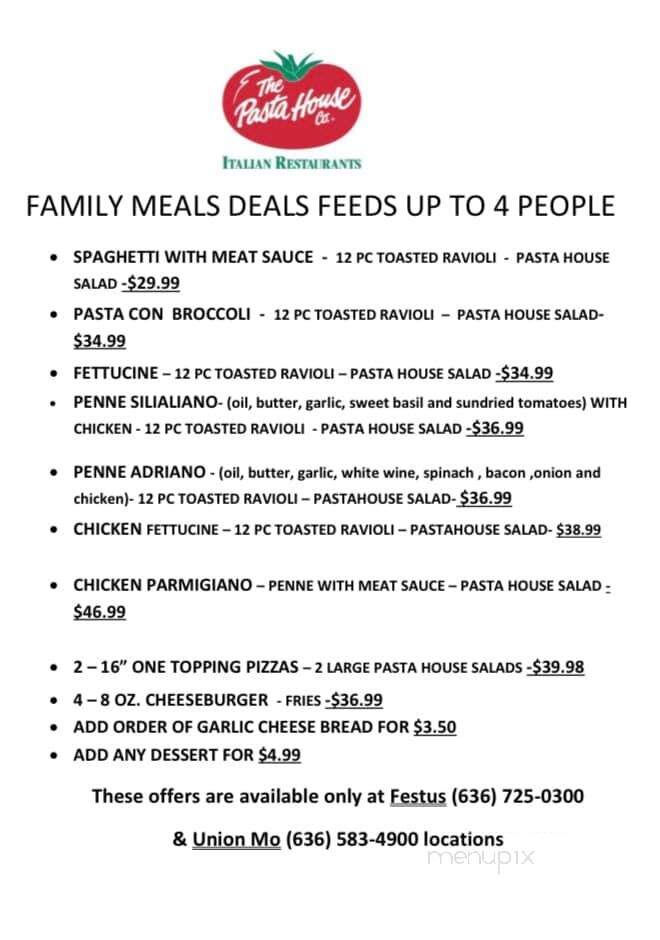 Pasta House - Festus, MO menu_pic