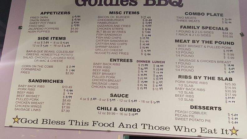 Goldies Texas Style Barbeque - Vancouver, WA menu_pic