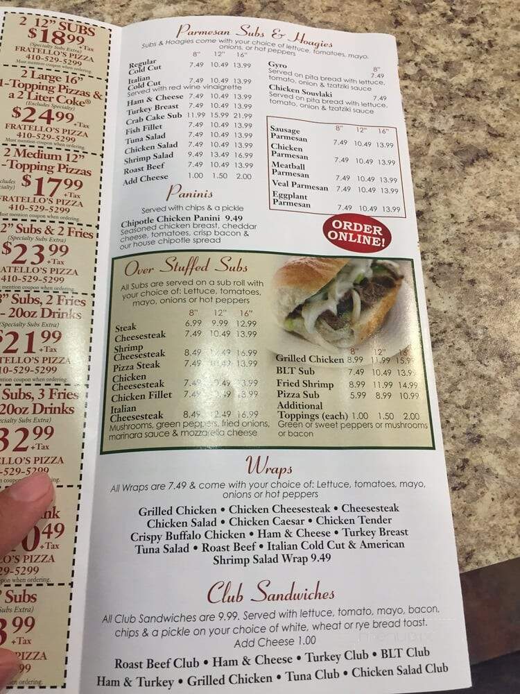 Fratellos - Nottingham, MD menu_pic