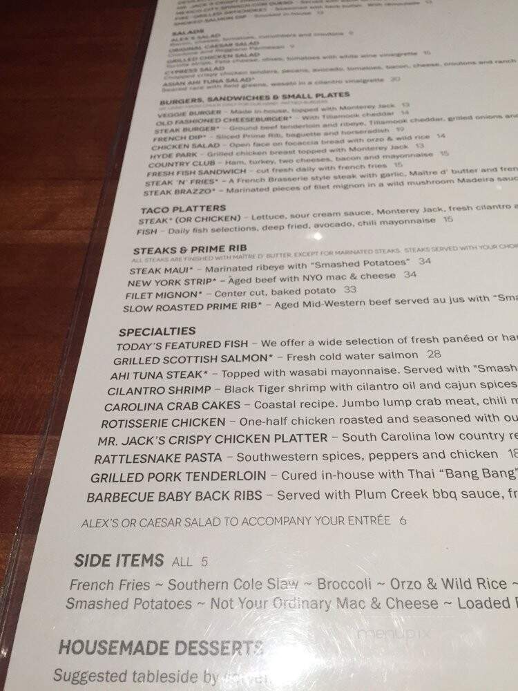J. Alexander's - Toledo, OH menu_pic