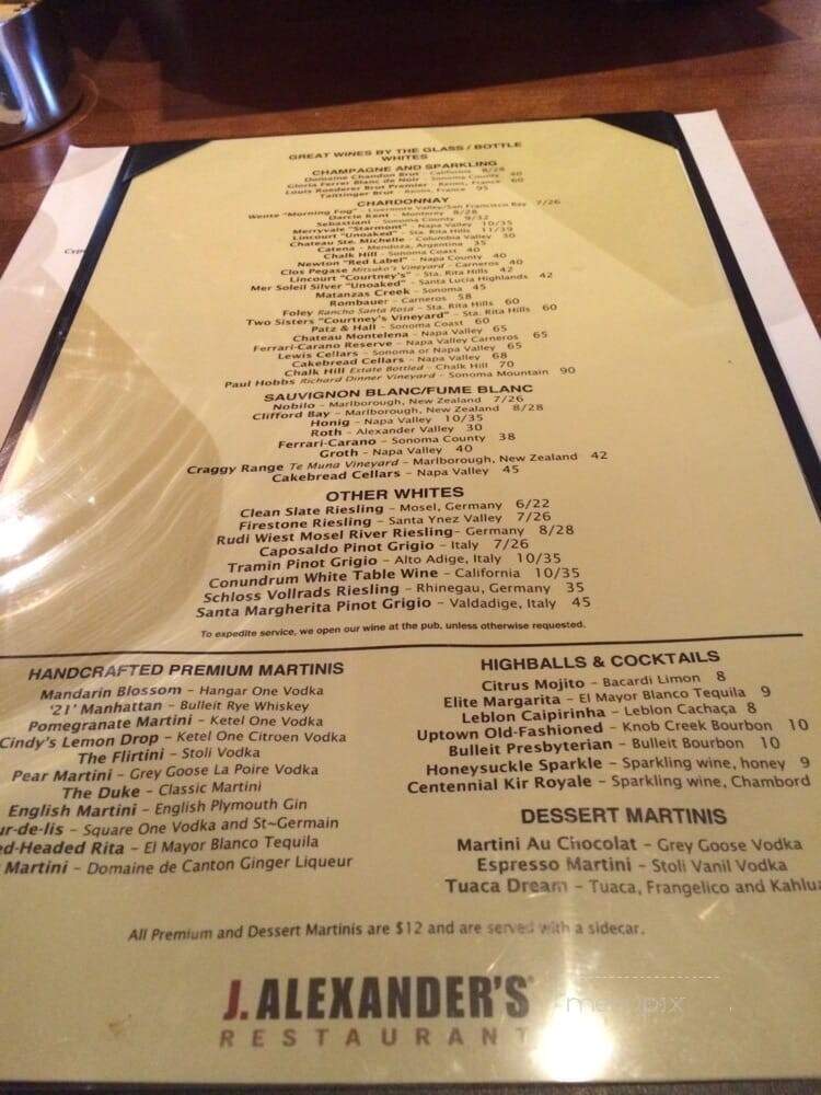 J. Alexander's - Toledo, OH menu_pic