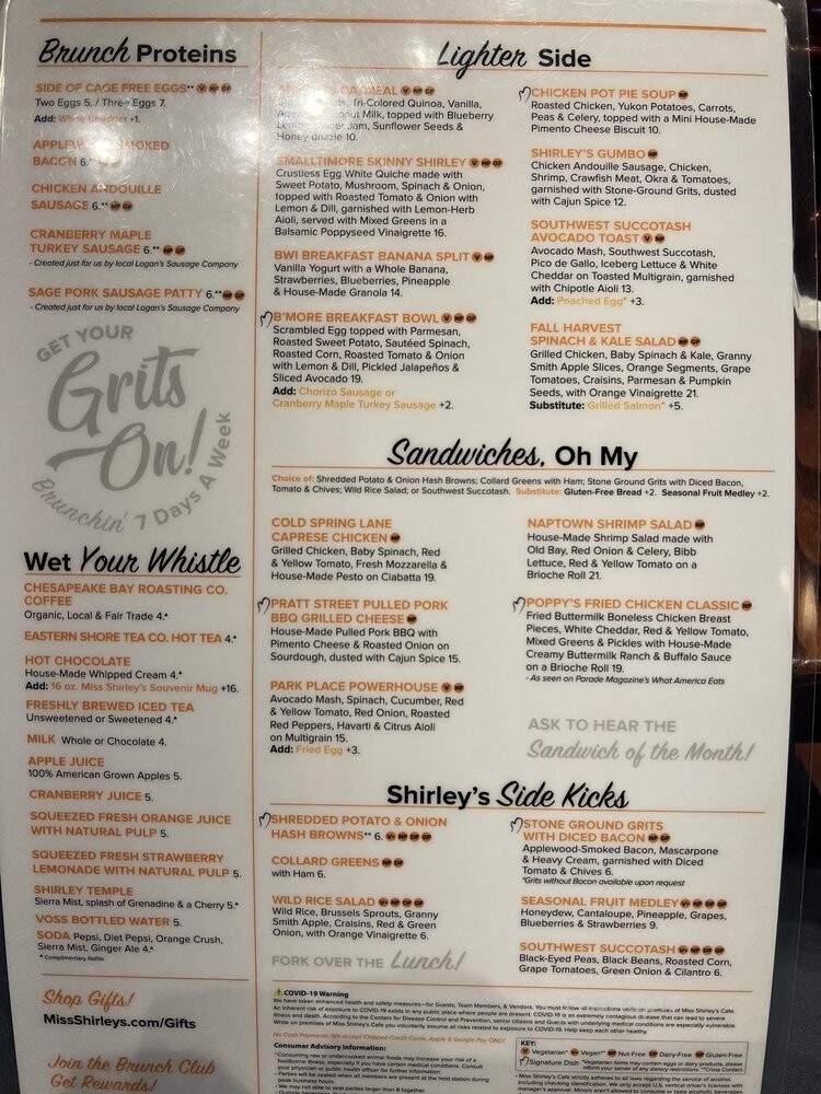 Miss Shirley's - Baltimore, MD menu_pic