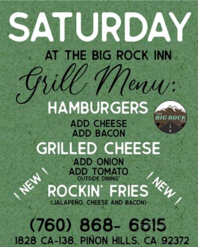 Big Rock Inn - Pinon Hills, CA menu_pic