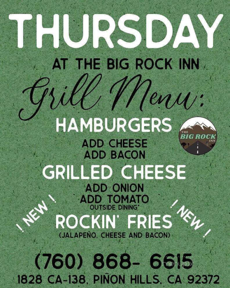 Big Rock Inn - Pinon Hills, CA menu_pic