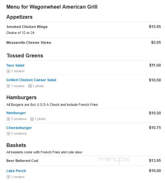 Wagonwheel American Grill - Portland, MI menu_pic
