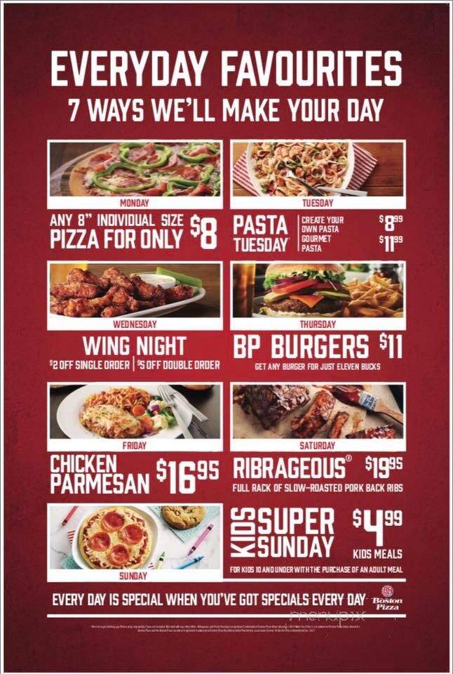 Boston Pizza - Fredericton, NB menu_pic