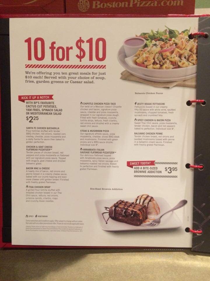 Boston Pizza - Fredericton, NB menu_pic