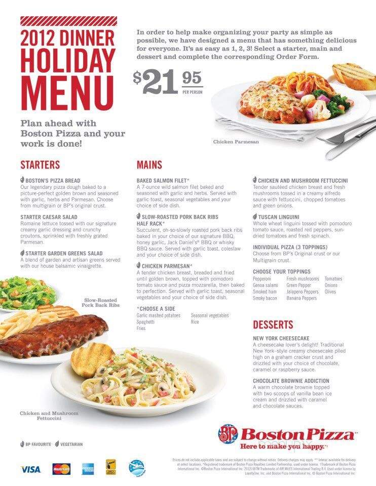 Boston Pizza - Fredericton, NB menu_pic