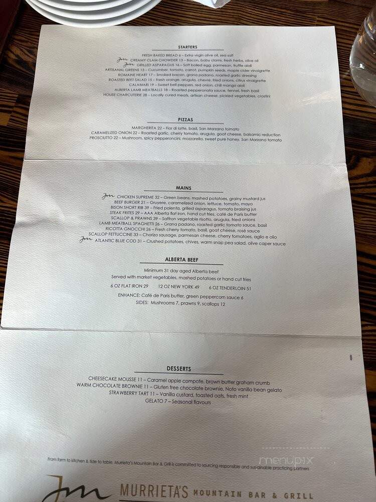 Murrieta's Bar & Grill - Canmore, AB menu_pic