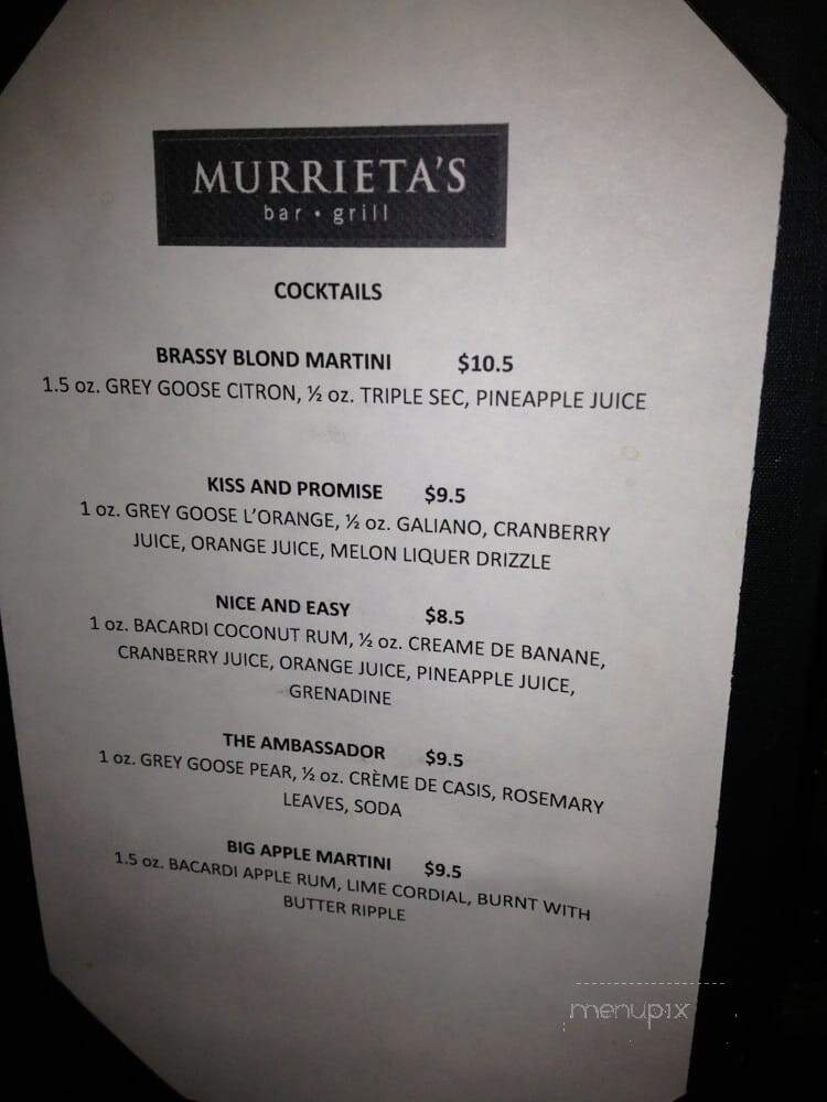 Murrieta's Bar & Grill - Canmore, AB menu_pic