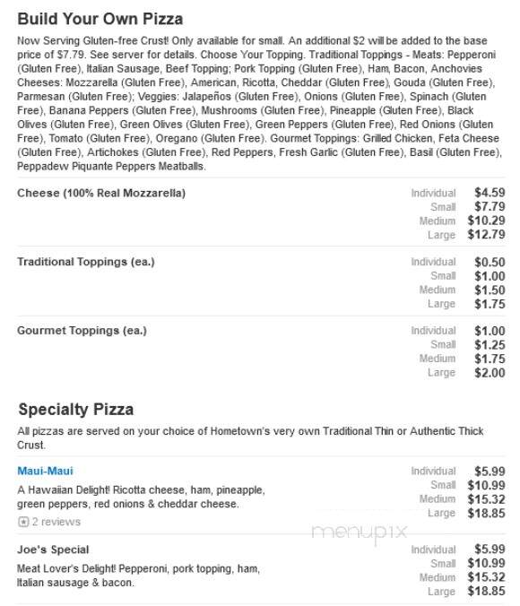 Hometown Pizza - Eminence, KY menu_pic