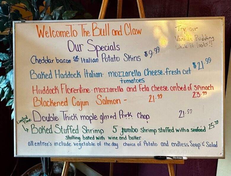 Bull N' Claw Restaurant - Wells, ME menu_pic
