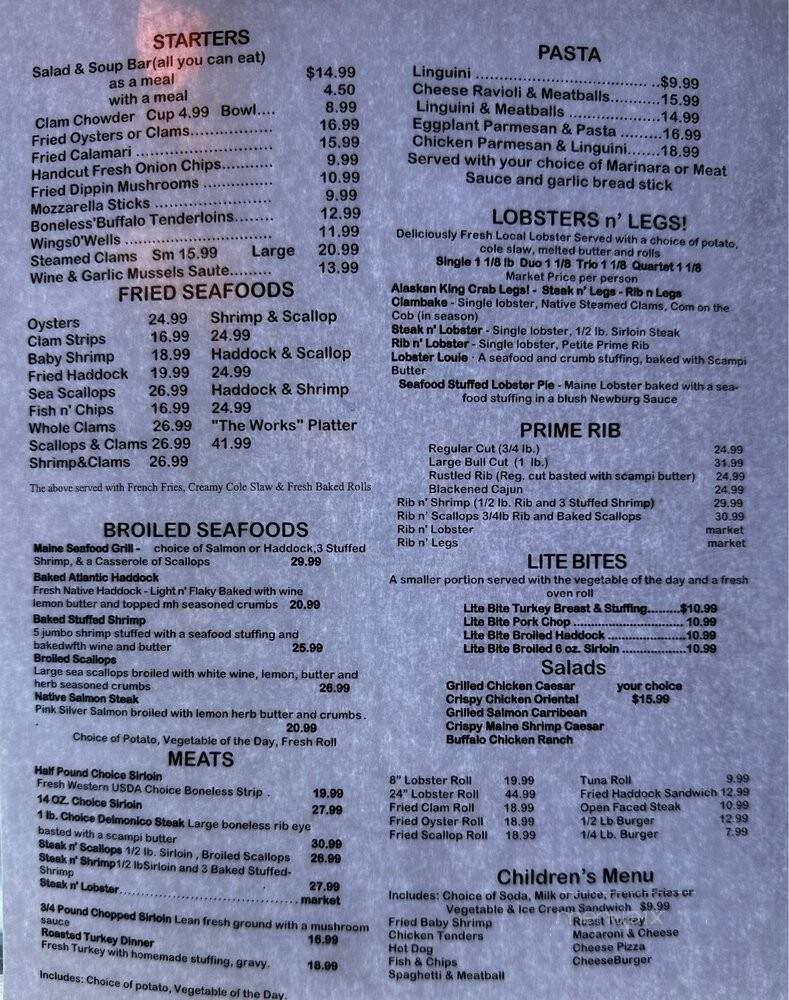 Bull N' Claw Restaurant - Wells, ME menu_pic