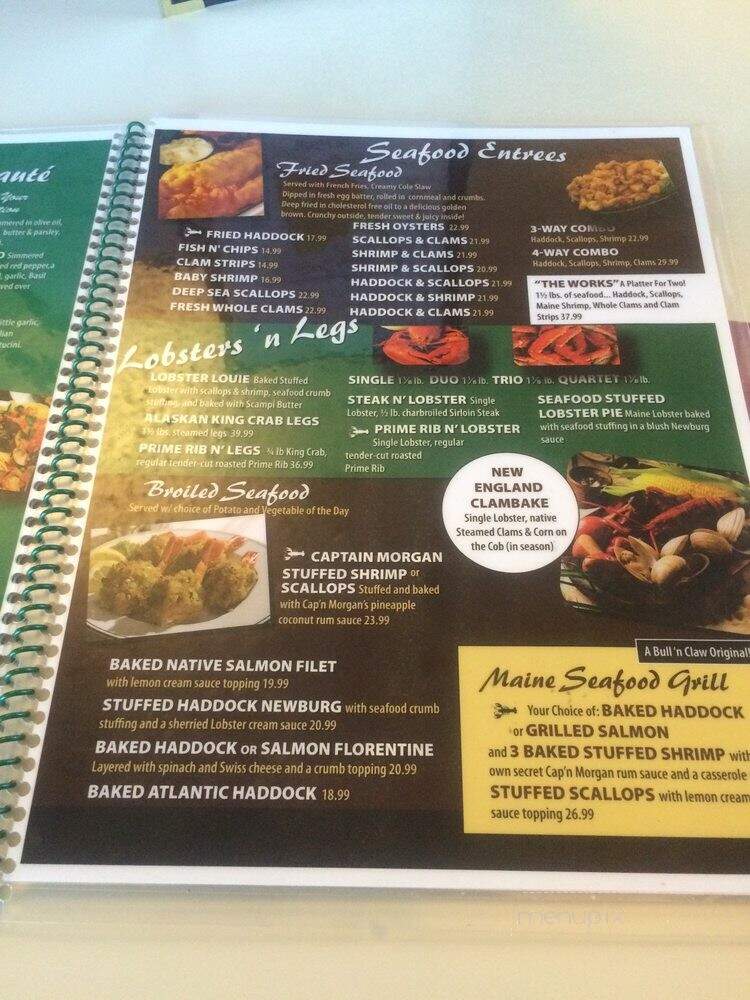 Bull N' Claw Restaurant - Wells, ME menu_pic