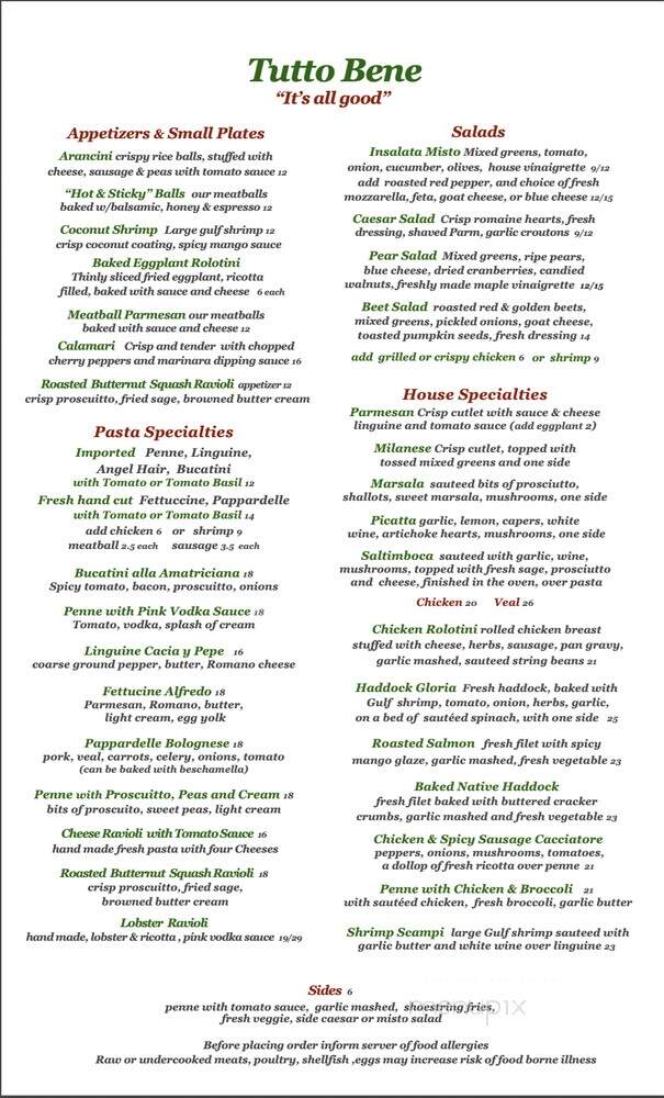 Pasta Bene - Brockton, MA menu_pic