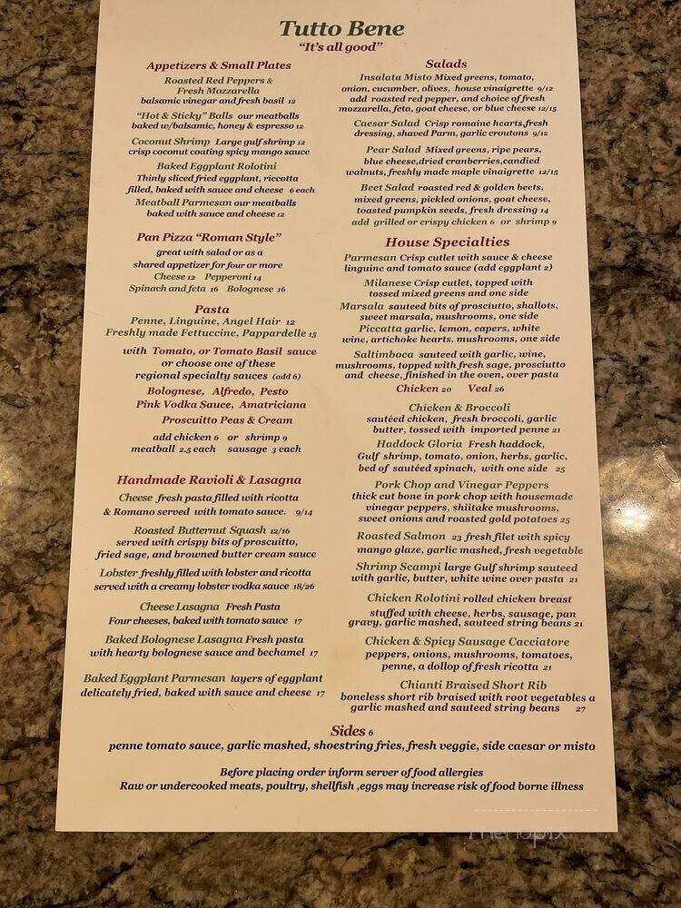 Pasta Bene - Brockton, MA menu_pic