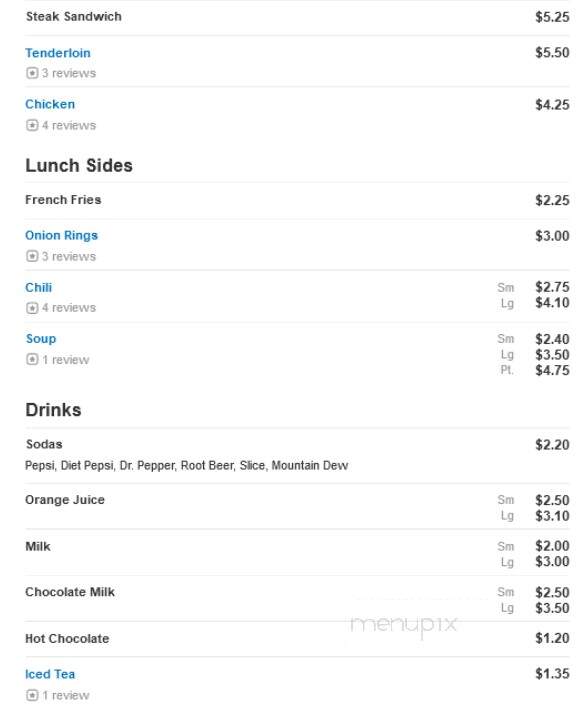 Ray's Lunch - Excelsior Springs, MO menu_pic