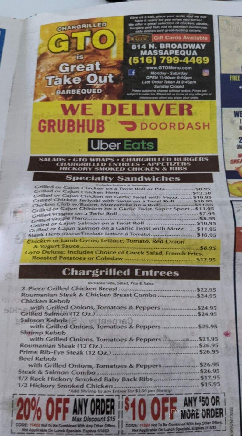 GTO Great Takeout - Massapequa, NY menu_pic