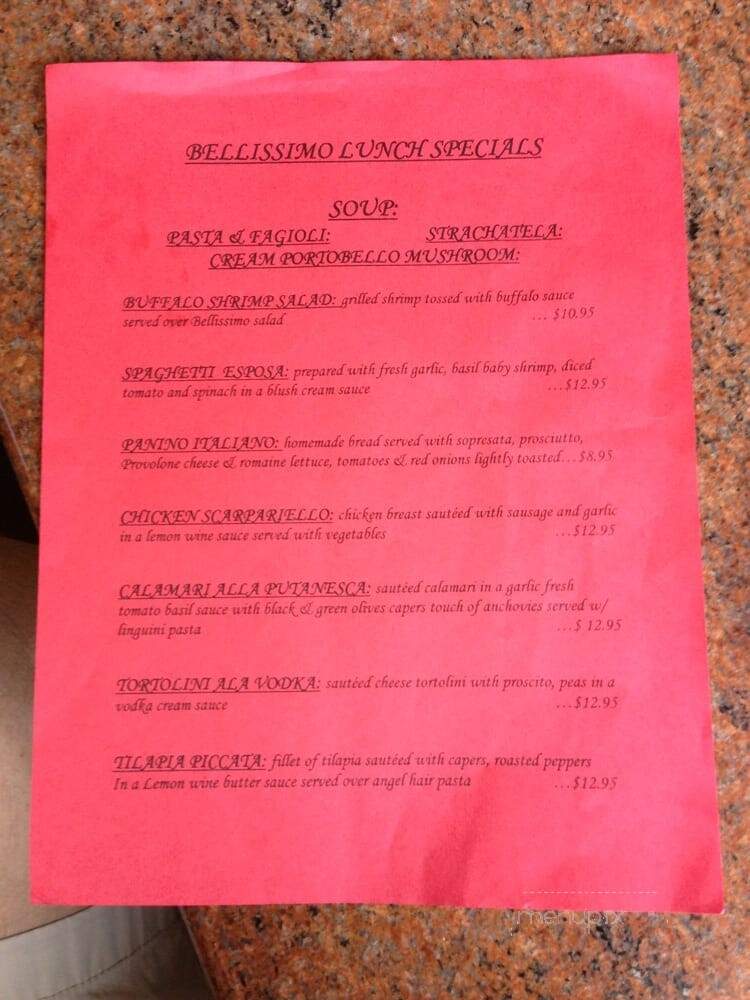 Bellissimo Ristorante - Allentown, PA menu_pic