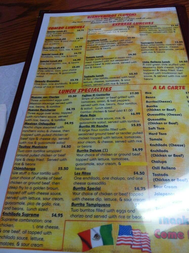 El Cantarito - Oak Ridge, TN menu_pic