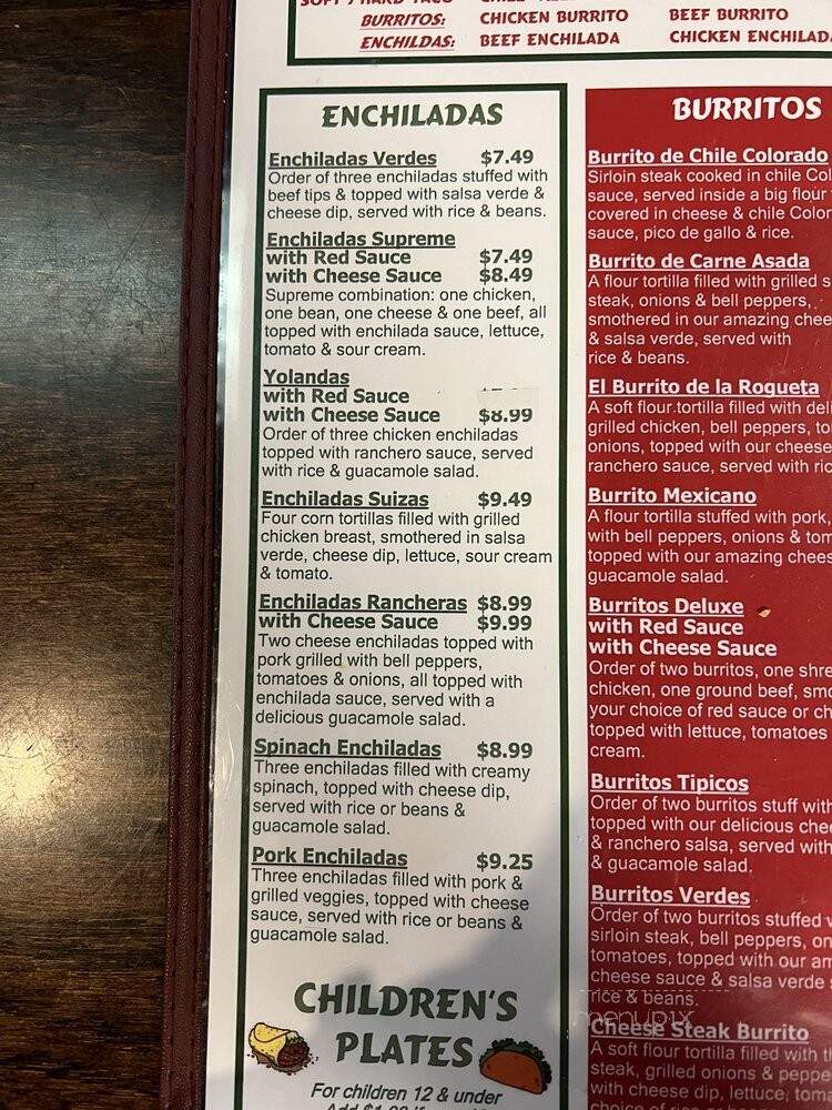 El Cantarito - Oak Ridge, TN menu_pic