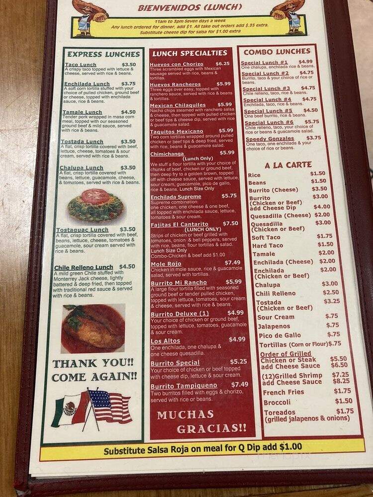 El Cantarito - Oak Ridge, TN menu_pic